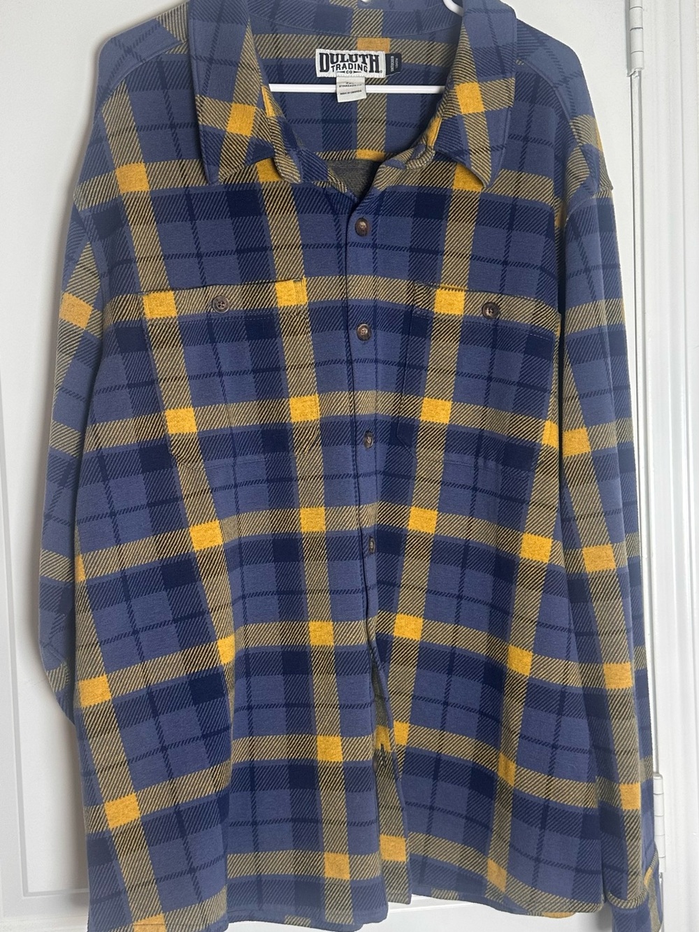 Duluth Trading Co Blue and Yellow Plaid Shirt Jacket